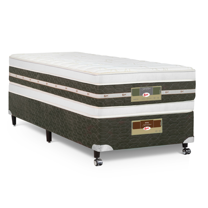 Cama Box + Colchão Castor Solteiro Silver Star Air Double Face Tecnopedic  96x203x61cm