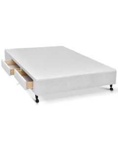 Cama Box Castor Casal Poli Branco com Gaveta 138x188x27cm