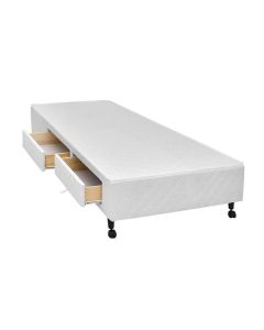 Cama Box Castor Solteiro Poli Branco com 2 Gavetas 88x188x27cm