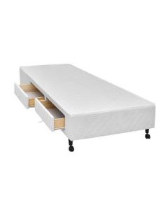 Cama Box Castor Solteiro Poli Branco com Gaveta 100x200x27cm