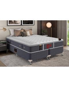 Cama Box + Colchão Castor Queen Super Luxo Light Stress One Face Pocket 158x198x54cm