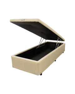 Cama Box Baú Castor Solteiro Linho Bege 120x203x35cm