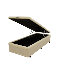 Cama Box Baú Castor Solteiro Vellus Bege 120x203x35cm