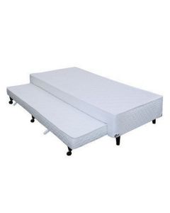 Cama Box Castor Solteiro Poli Branco Acoplado 88x188x27cm 