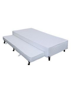 Cama Box Castor Poli Solteiro Branco c/ colchão auxiliar 96x203x27cm 