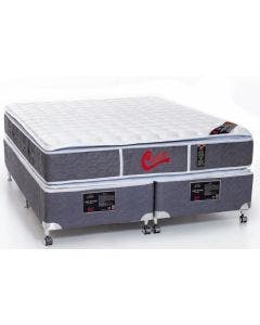 Cama Box + Colchão Castor Queen Super Luxo Light Stress Double Face Pocket 158x198x61cm
