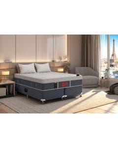 Cama Box + Colchão Castor Queen Plush Light Stress One Face Pocket 158x198x61cm