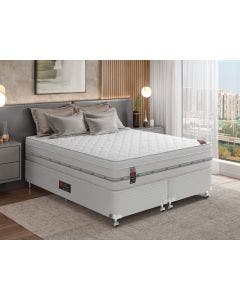 Cama Box + Colchão Castor Com Massageador King Niponpedic One Face Pocket 193x203x60cm
