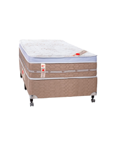 Cama Box + Colchão Castor Com Massageador Solteiro Niponpedic One Face Tecnopedic 88x188x59cm