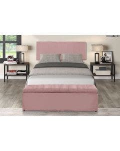 Cabeceira + Recamier Solteiro São Paulo Veludo Rosa 100cm