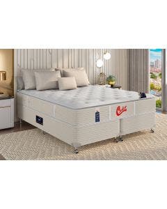 Cama Box + Colchão Castor Queen Super Luxo Vitagel One Face Pocket 158x198x56cm