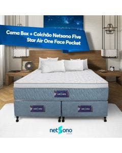 Cama Box + Colchão Netsono King Five Star Air One Face Pocket 180x200x59cm